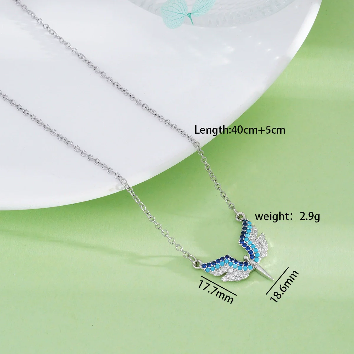 Wholesale Necklace Copper Titanium Steel Geometric Angel Wings Love Creative Light Luxury Electroplating Mixed Gemstone Inlay For Women - Image 7