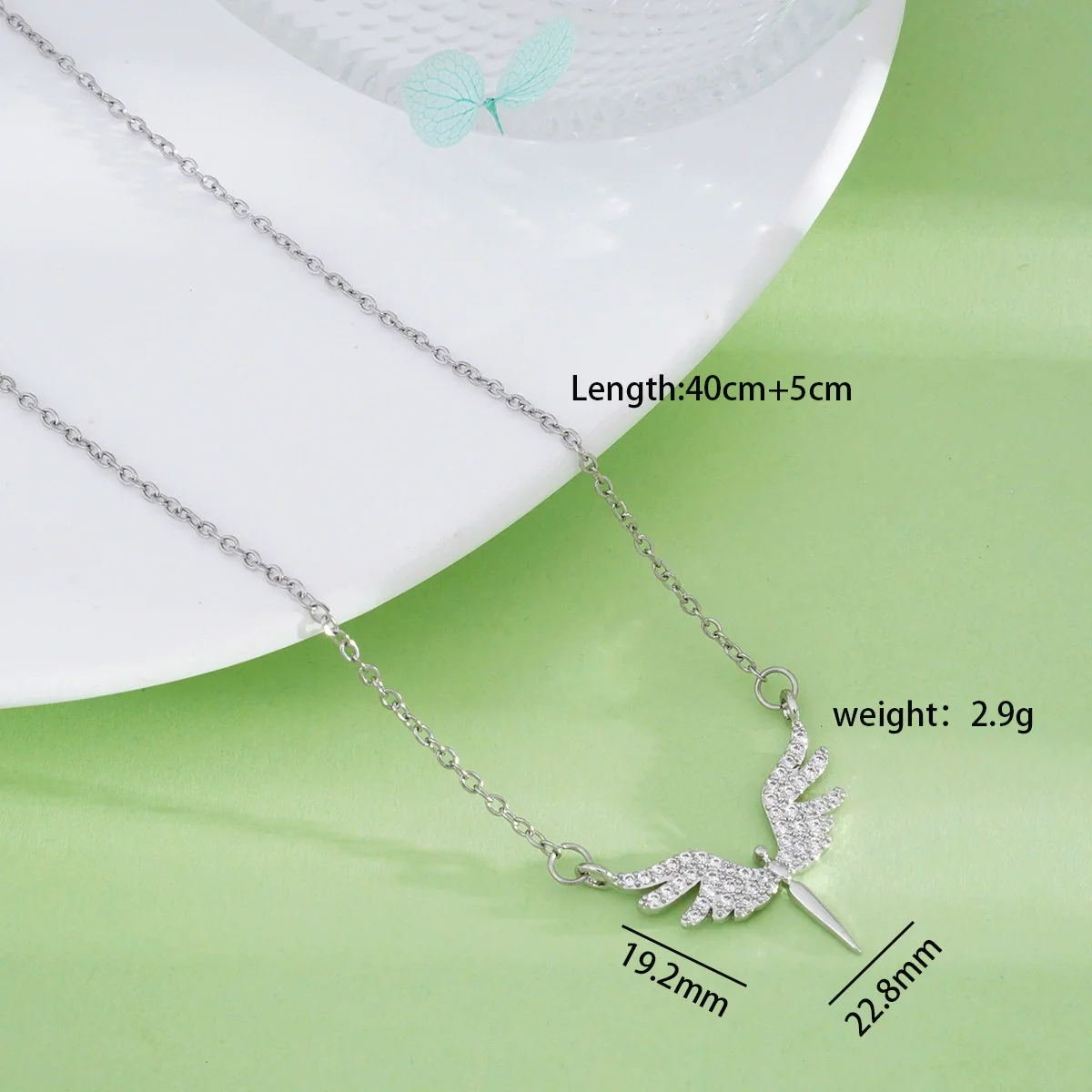 Wholesale Necklace Copper Titanium Steel Geometric Angel Wings Love Creative Light Luxury Electroplating Mixed Gemstone Inlay For Women - Image 9