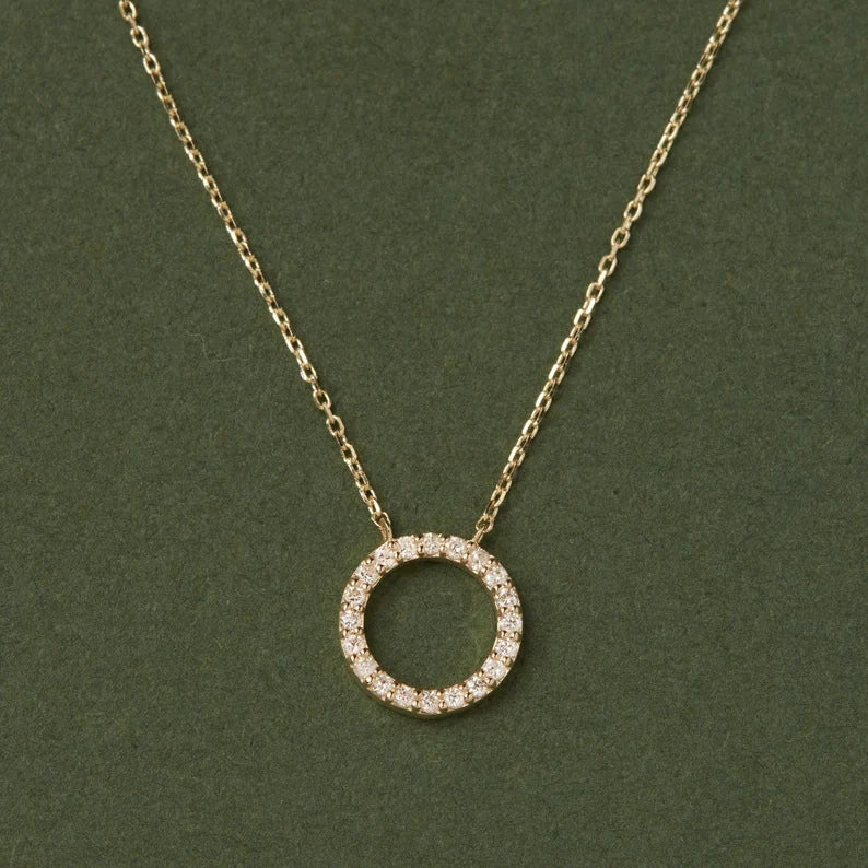 Wholesale Necklace Geometric Design Circle Zircon Inlaid Copper O Chain Women's - Image 2