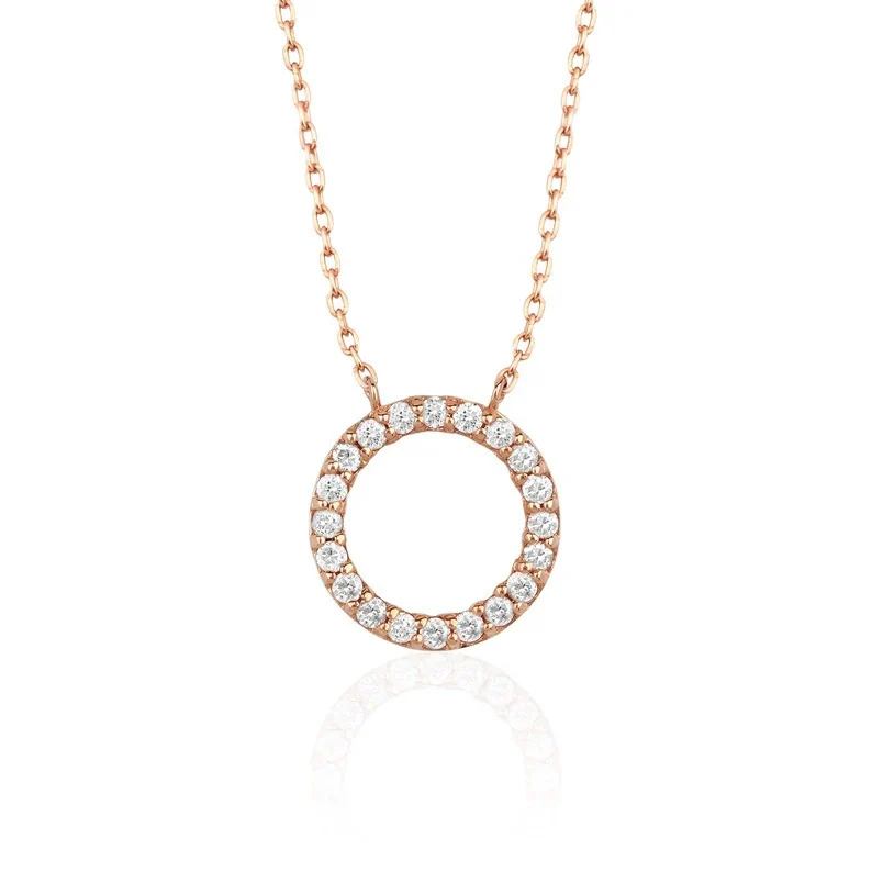 Wholesale Necklace Geometric Design Circle Zircon Inlaid Copper O Chain Women's - Image 6