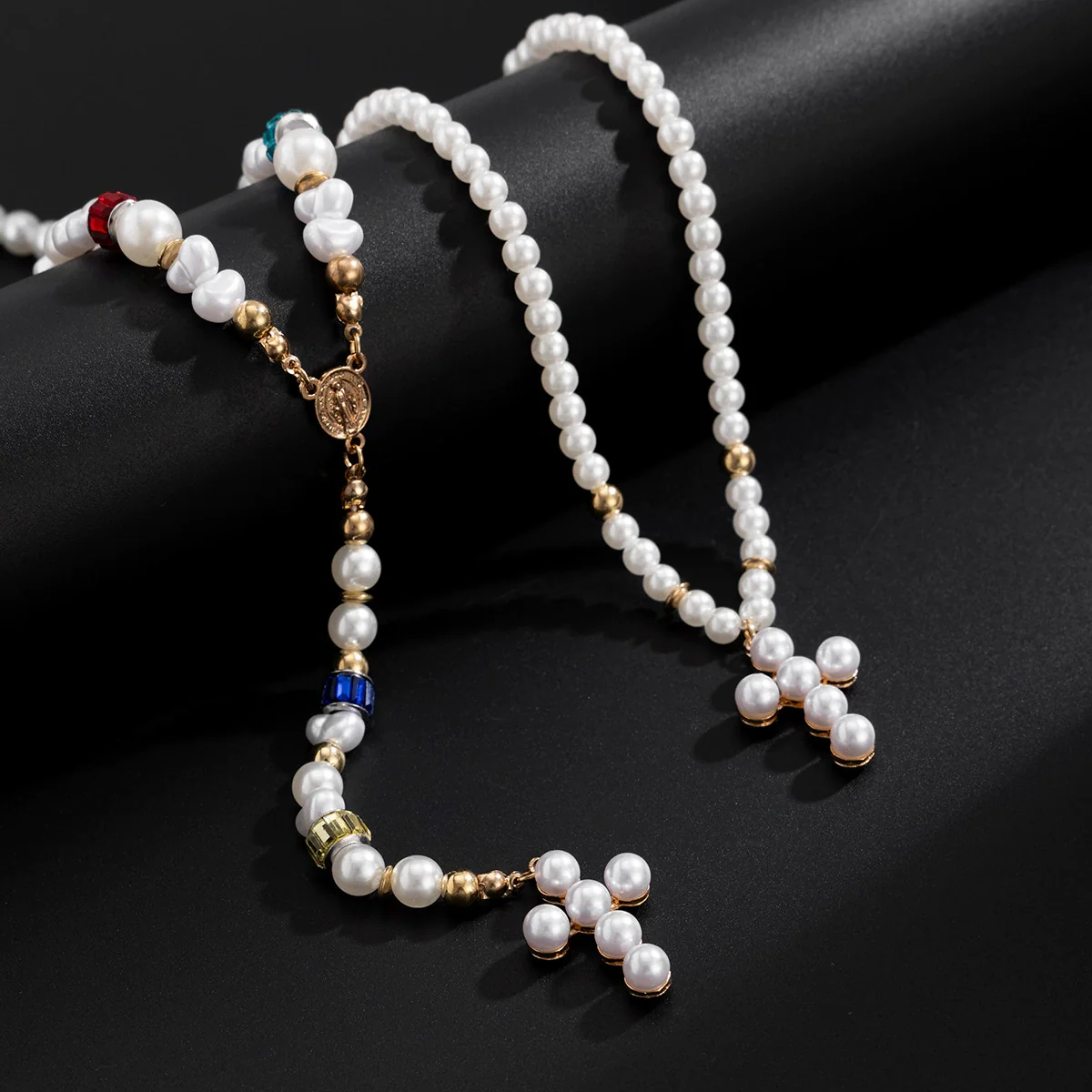 Wholesale Necklace Imitation Pearl Alloy Acrylic Diamond Geometric Electroplated Female Clavicle Chain - Image 4