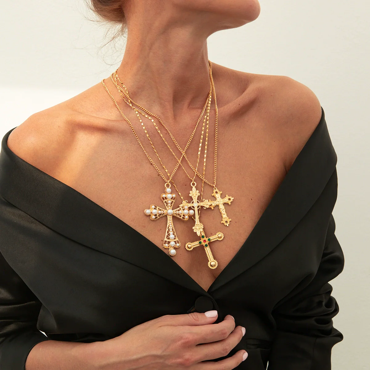 Wholesale Necklace Imitation Pearl Alloy Acrylic Diamond Geometric Electroplated Female Clavicle Chain - Image 7