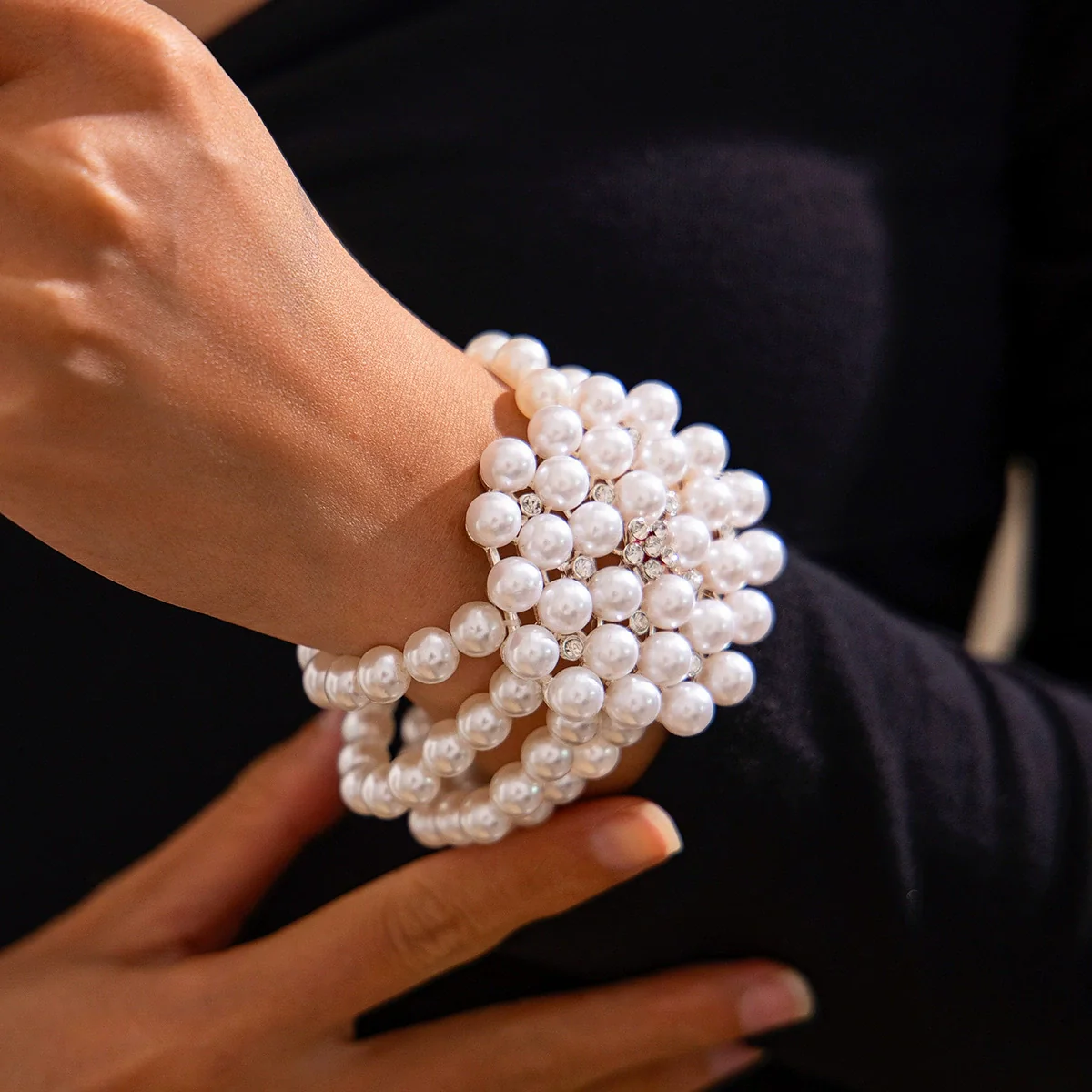 Wholesale Necklace Imitation Pearl Flower Geometric Ball Chain French Retro Style Women's - Image 7
