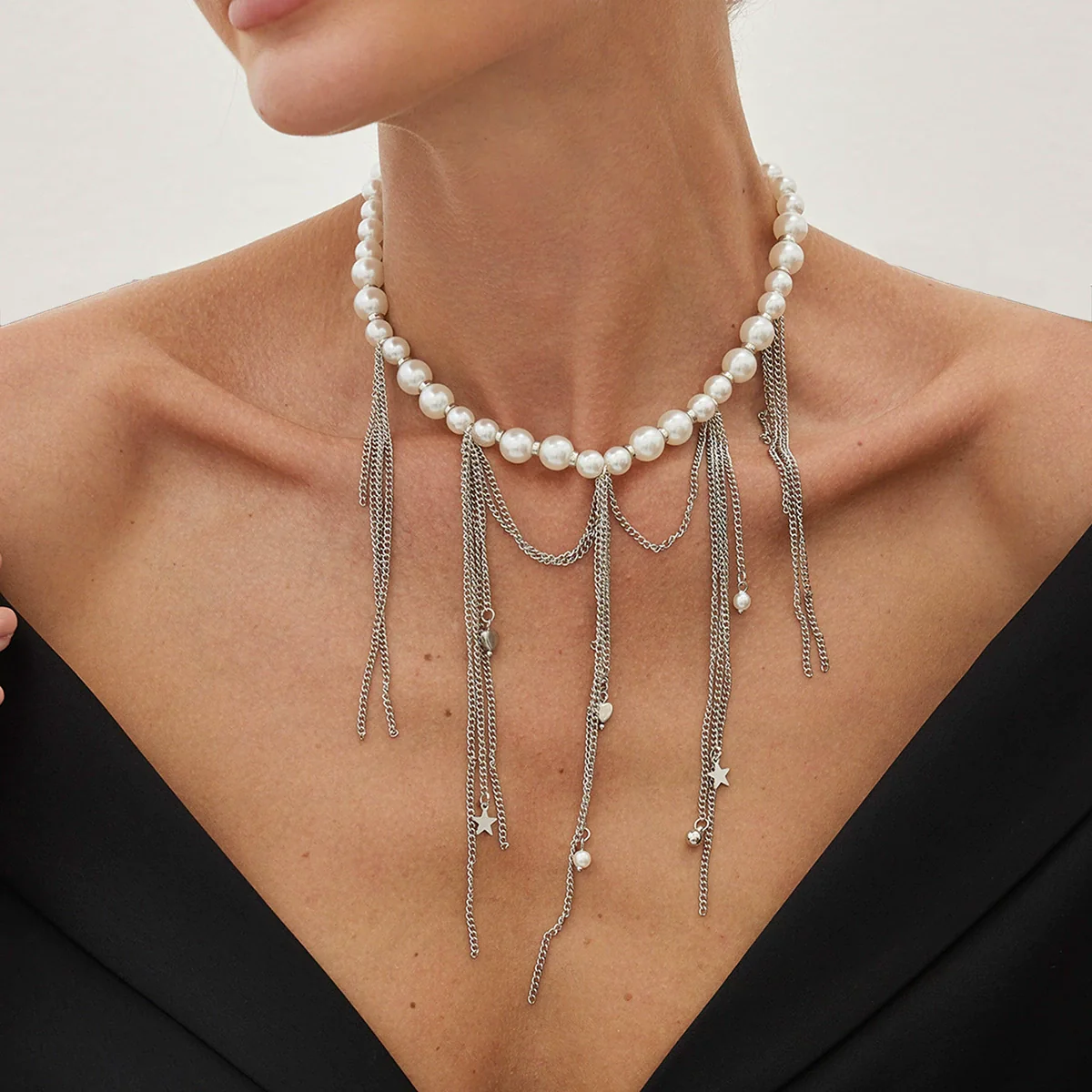 Wholesale Necklace Imitation Pearl Iron Chain Claw Chain Alloy Geometric Style Electroplating Women - Image 9