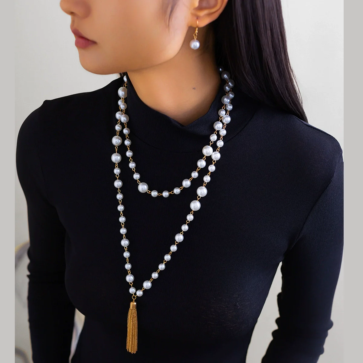Wholesale Necklace Imitation Pearl Stacking Style Geometric Handmade For Women - Image 3