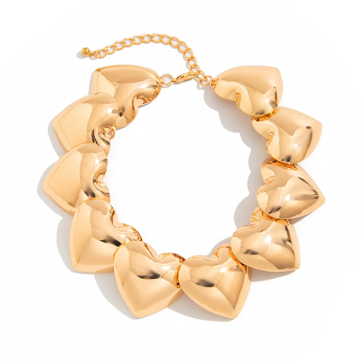 Wholesale Necklace Iron Heart Shaped Metallic Smooth Electroplated Love Clavicle Necklace For Women - Image 5