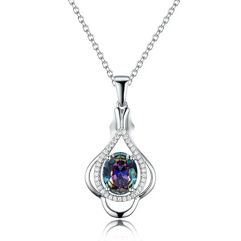 Wholesale Necklace Lace Copper Inlaid Zircon Geometric Style Mixed Gem Inlay For Women