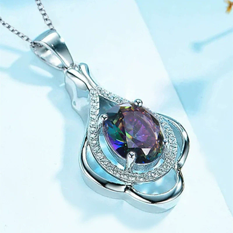 Wholesale Necklace Lace Copper Inlaid Zircon Geometric Style Mixed Gem Inlay For Women - Image 2