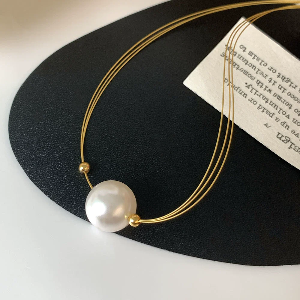 Wholesale Necklace Mixed Material Pearl Geometric Style Electroplating Women's - Image 2