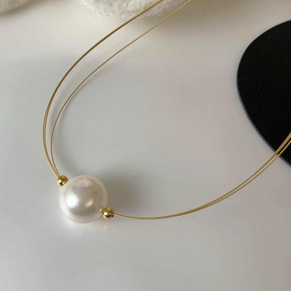 Wholesale Necklace Mixed Material Pearl Geometric Style Electroplating Women's - Image 3