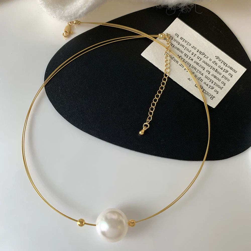 Wholesale Necklace Mixed Material Pearl Geometric Style Electroplating Women's - Image 4