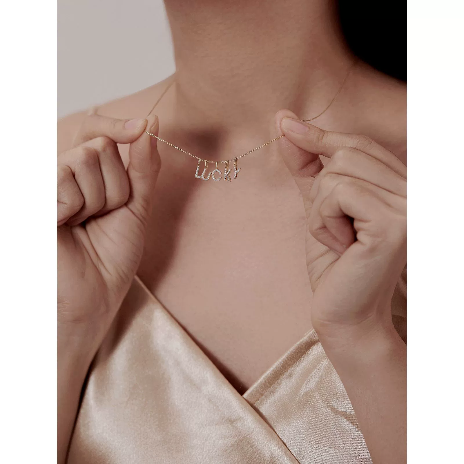 Wholesale Necklace Pendant S925 Sterling Silver K Gold Plated Letter Shaped With Zirconia Lovely Style - Image 3
