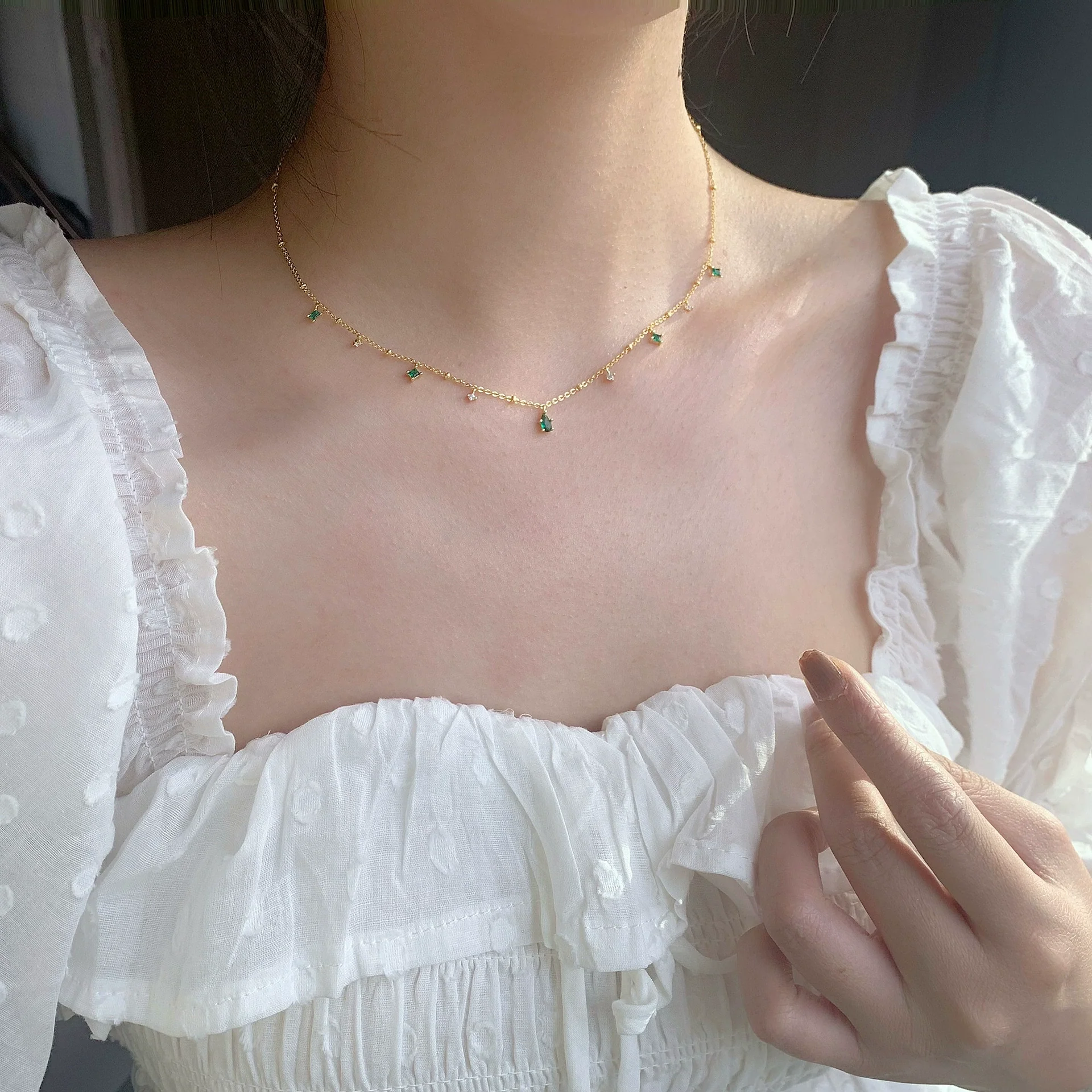 Wholesale Necklace Retro Popular Style Geometric S925 Sterling Silver Gold Plated Copper Clavicle Chain For Women - Image 2