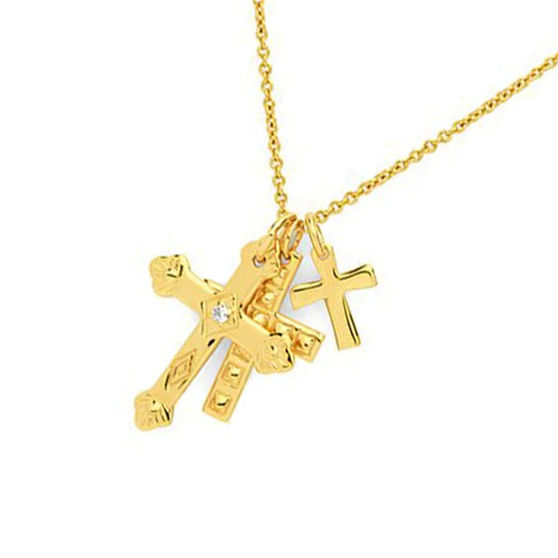 Wholesale Necklace S925 Silver Copper Geometric Cross Multilayer Hiphop Retro Electroplated - Image 5