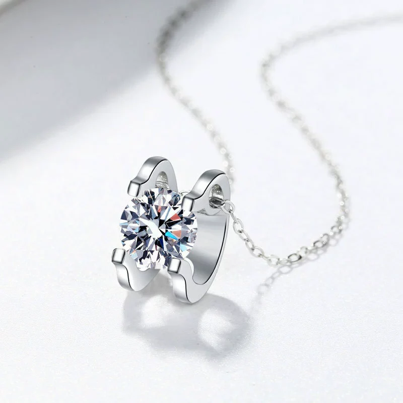 Wholesale Necklace S925 Silver Moissanite Ox Head Pendant Geometric Electroplated Cross Chain - Image 4