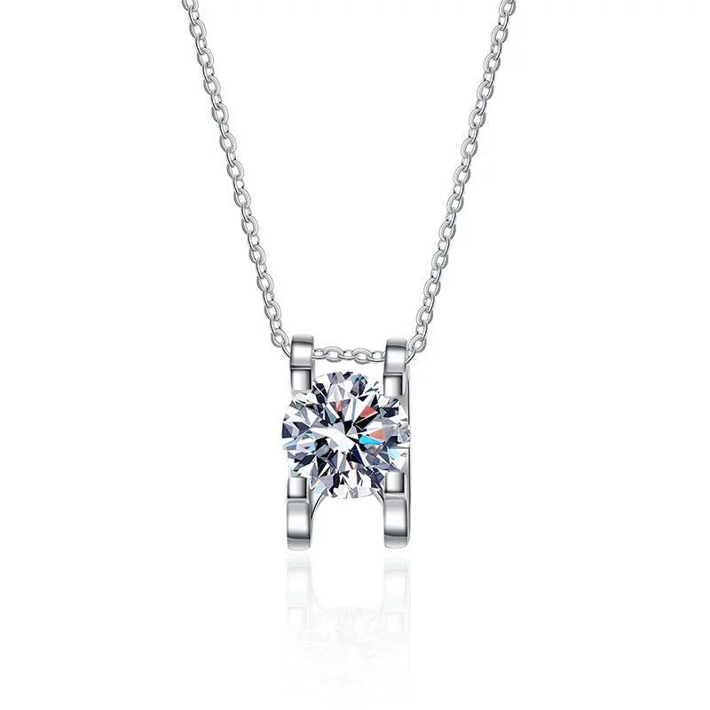 Wholesale Necklace S925 Silver Moissanite Ox Head Pendant Geometric Electroplated Cross Chain - Image 5