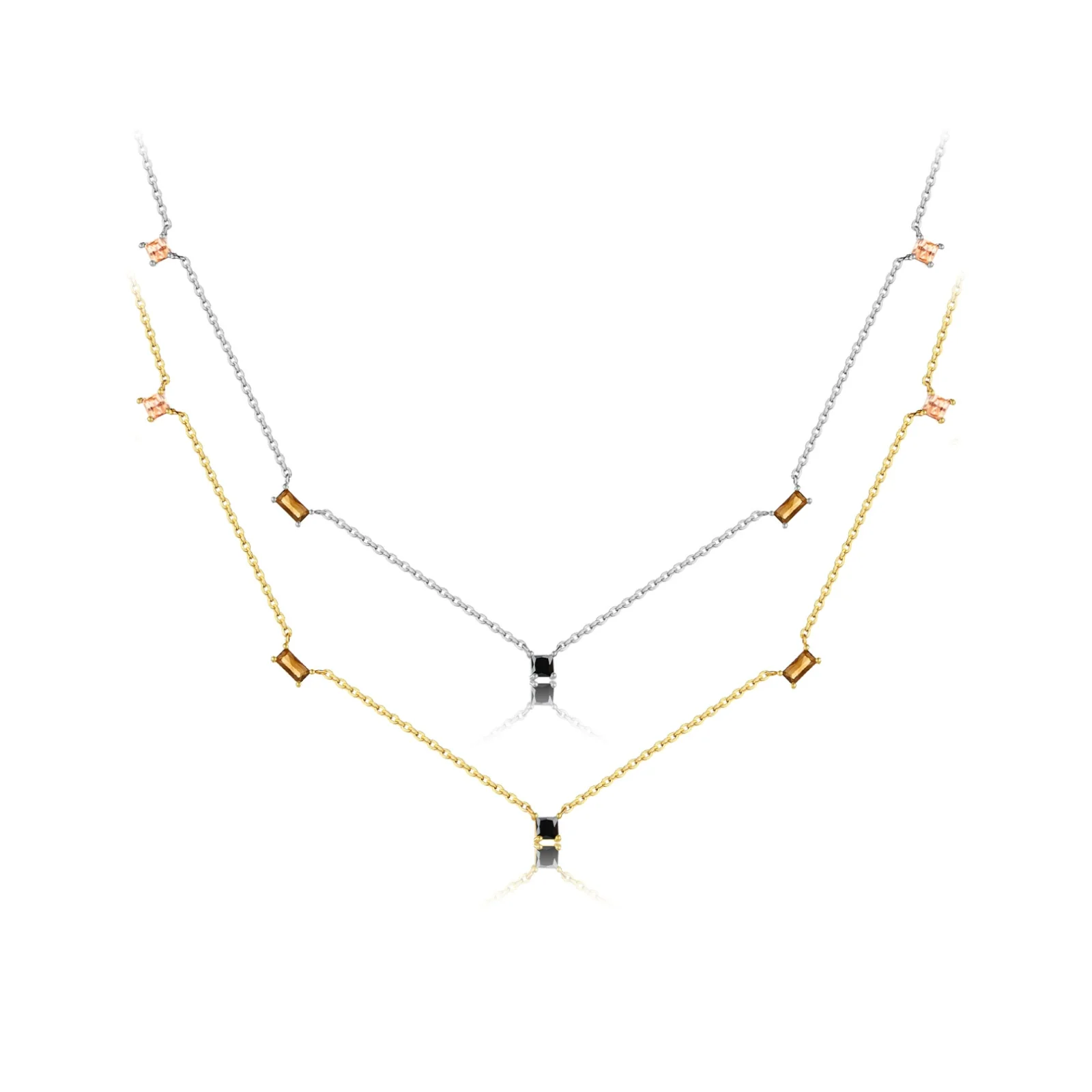 Wholesale Necklace S925 Sterling Silver Geometric Style Electroplated With Platinum And 18K Gold - Image 5
