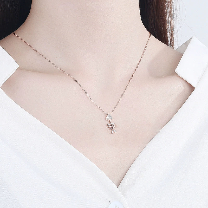 Wholesale Necklace S925 Sterling Silver Skull Fish Pendant Cross Chain Mixed Gem Inlay Geometric Electroplated - Image 2