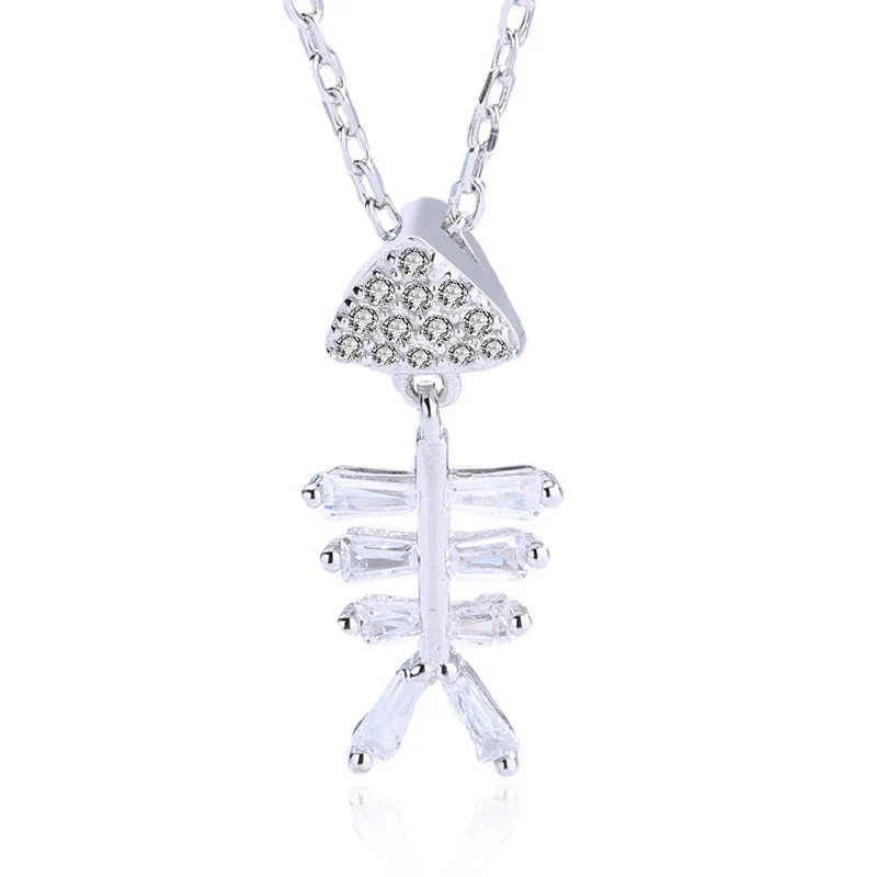 Wholesale Necklace S925 Sterling Silver Skull Fish Pendant Cross Chain Mixed Gem Inlay Geometric Electroplated - Image 5
