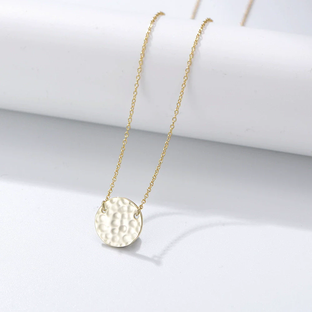 Wholesale Necklace S925 Sterling Silver Vintage Hammer Print Coin Geometric Cross Chain
