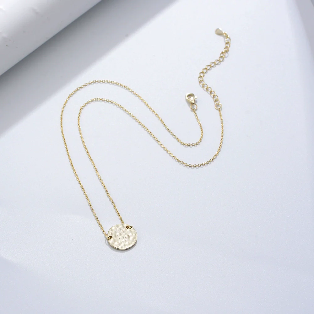 Wholesale Necklace S925 Sterling Silver Vintage Hammer Print Coin Geometric Cross Chain - Image 2