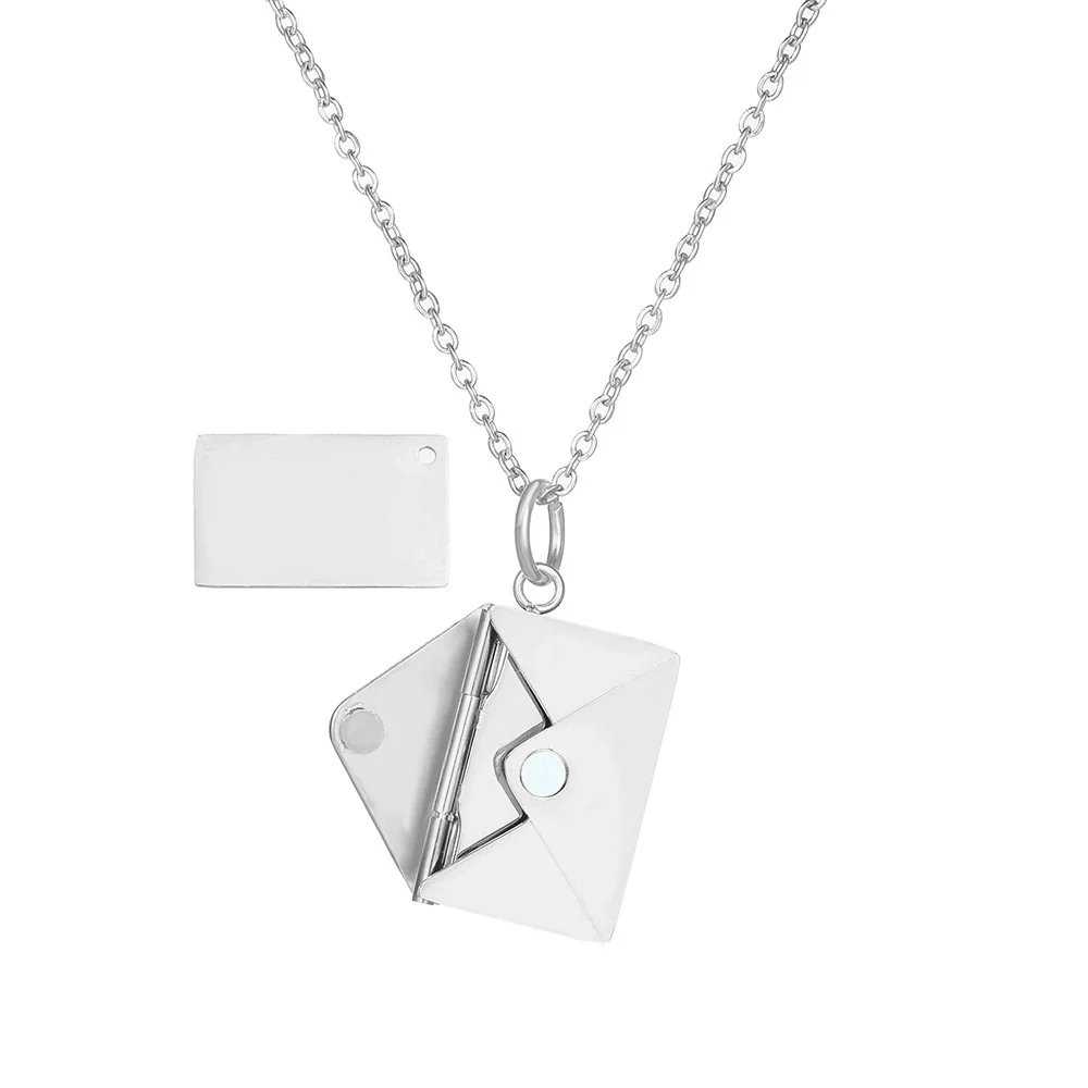 Wholesale Necklace Stainless Steel Alloy Openable Envelope Style With Flowers Electroplating For Women - Image 10