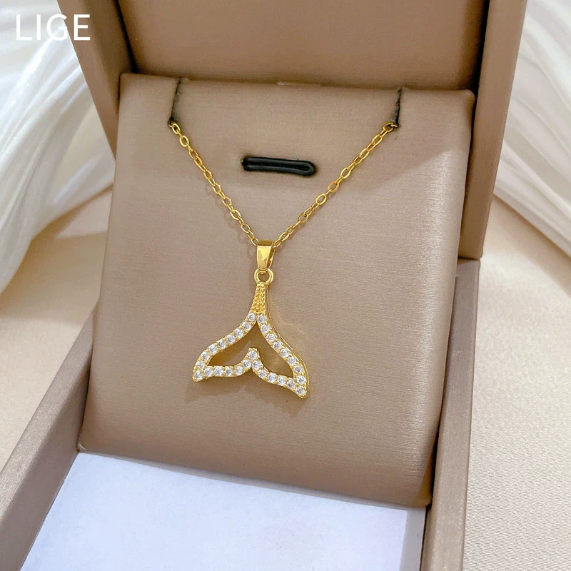 Wholesale Necklace Stainless Steel Copper Geometric Fishtail Cartoon Minimalist Unisex - Image 4