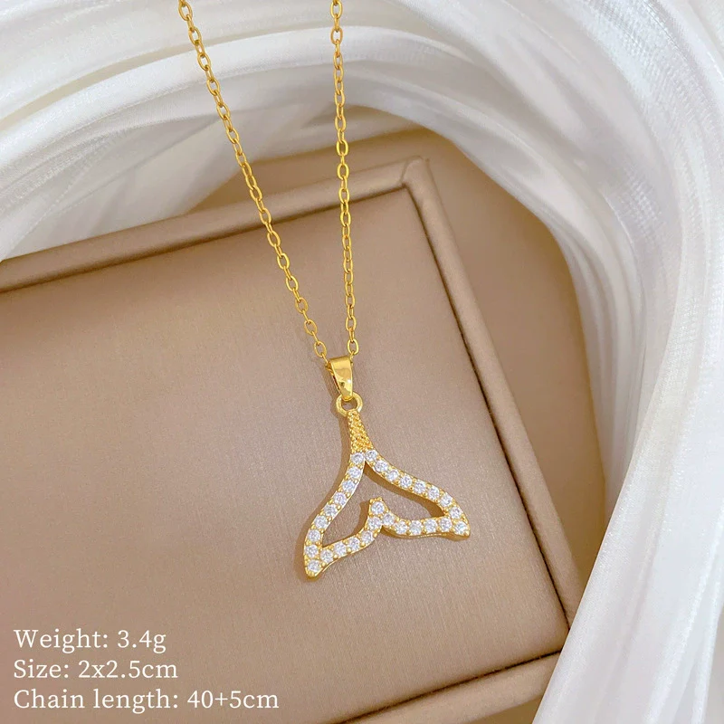Wholesale Necklace Stainless Steel Copper Geometric Fishtail Cartoon Minimalist Unisex - Image 6