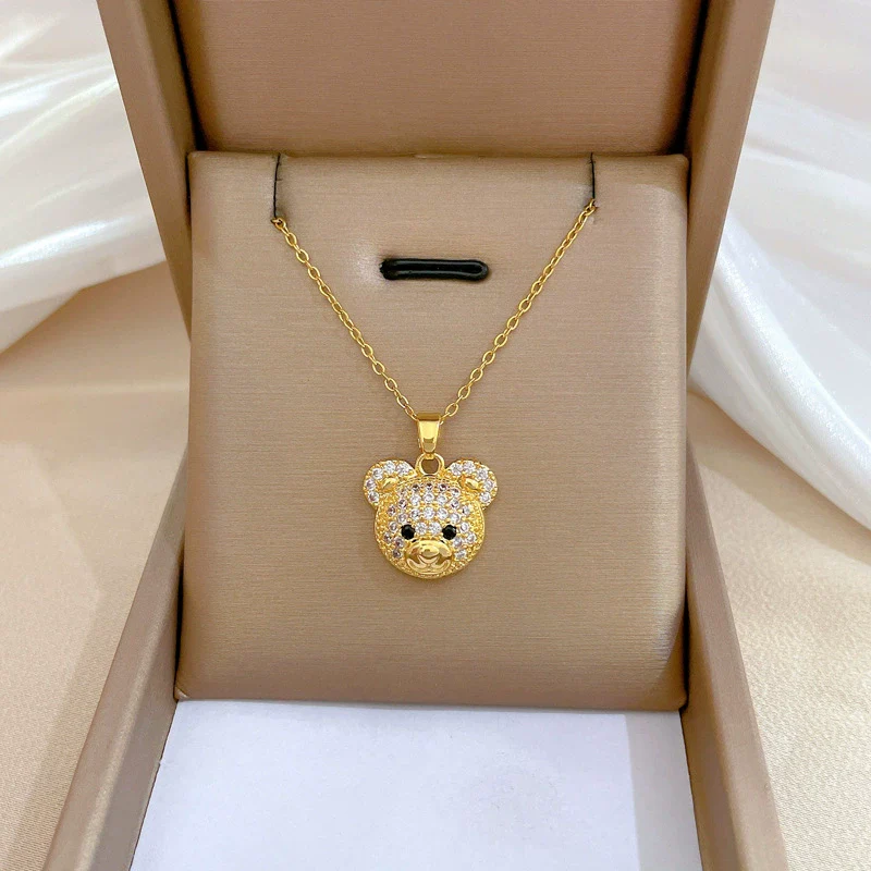 Wholesale Necklace Stainless Steel Copper Geometric Style Light Luxury Elegant Gorgeous Cute Bear Unisex