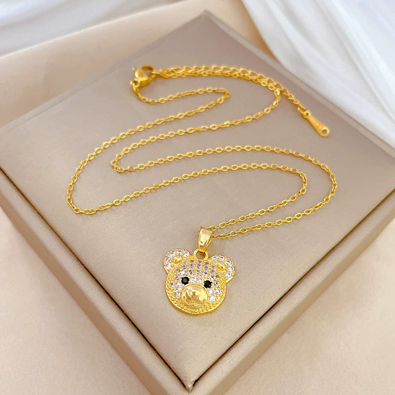 Wholesale Necklace Stainless Steel Copper Geometric Style Light Luxury Elegant Gorgeous Cute Bear Unisex - Image 4