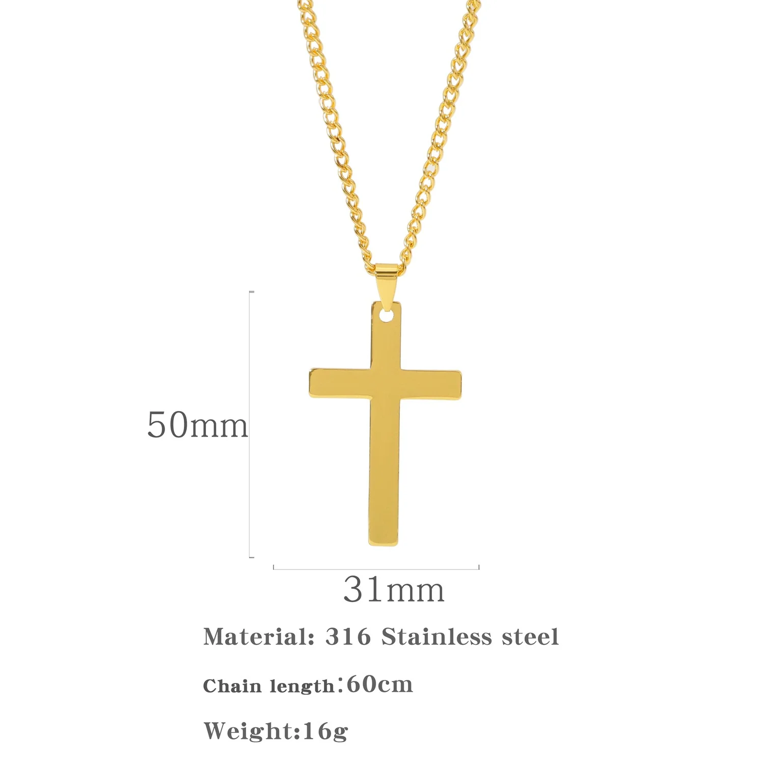 Wholesale Necklace Stainless Steel Cross Hip Hop Fashion Electroplating Ochain Unisex - Image 6