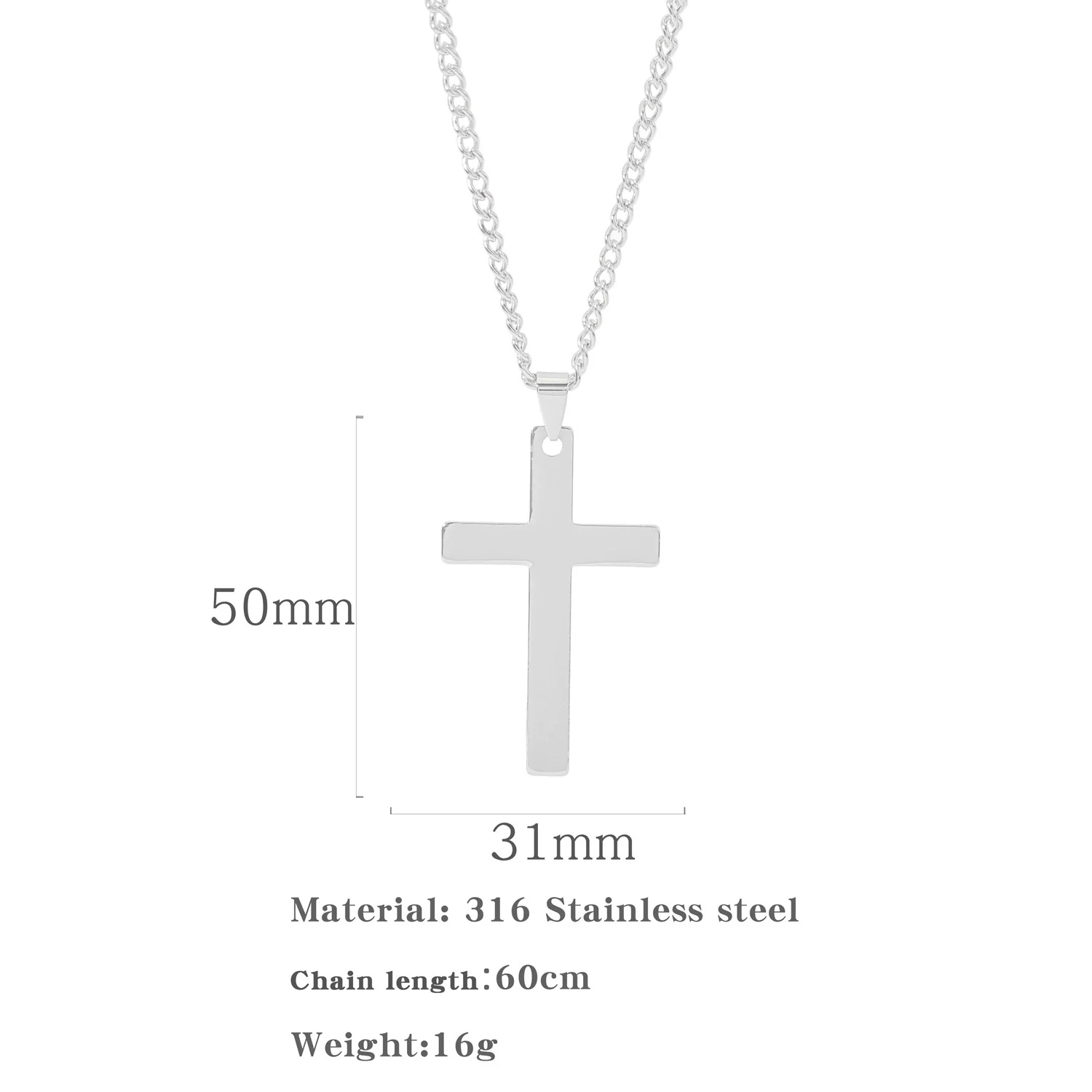 Wholesale Necklace Stainless Steel Cross Hip Hop Fashion Electroplating Ochain Unisex - Image 7