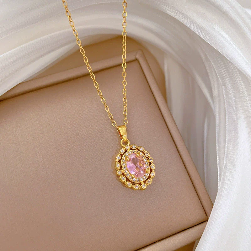 Wholesale Necklace Stainless Steel Eggshaped Animal Zodiac Cartoon Retro Pink Full Diamond Light Luxury Elegant Gorgeous Unisex Allmatch Clavicle Chain - Image 3