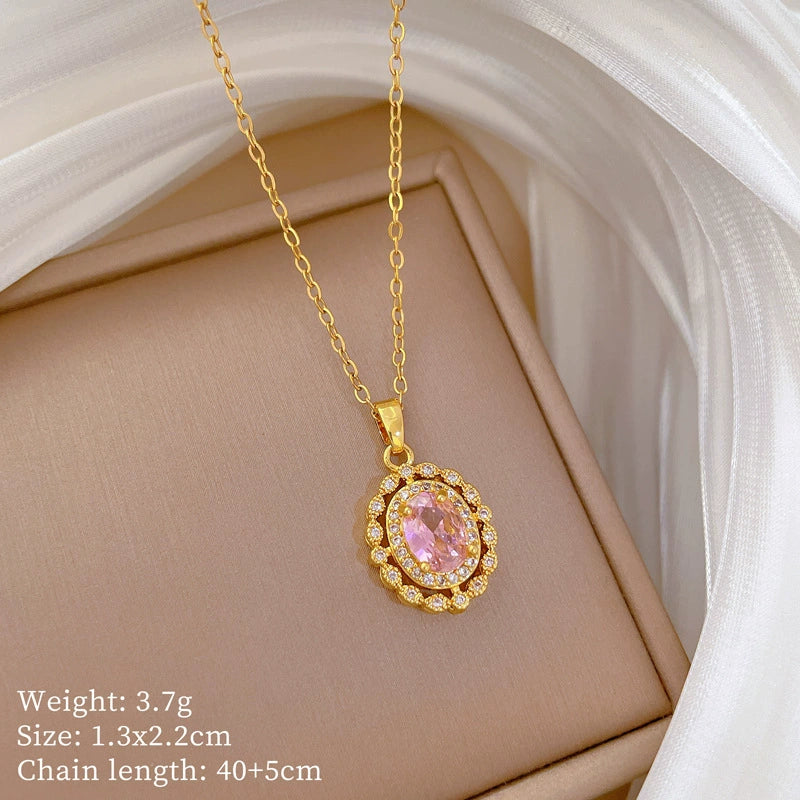 Wholesale Necklace Stainless Steel Eggshaped Animal Zodiac Cartoon Retro Pink Full Diamond Light Luxury Elegant Gorgeous Unisex Allmatch Clavicle Chain - Image 6