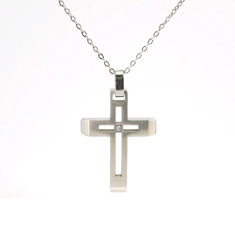 Wholesale Necklace 316L Stainless Steel Geometric Cross Electroplated 18K Gold For Women - Image 5