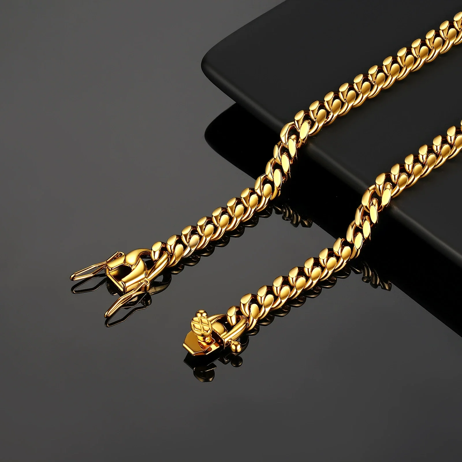 Wholesale Necklace Stainless Steel Geometric Cuban Chain Faucet Buckle Unisex Personality Style - Image 2