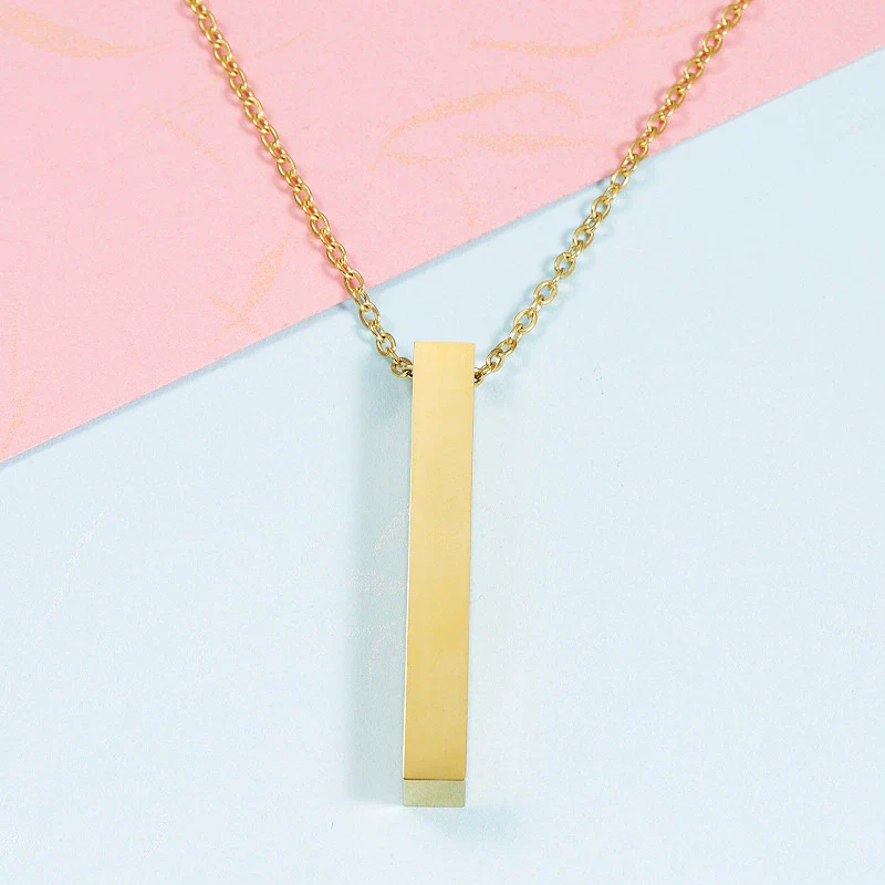 Wholesale Necklace Stainless Steel Geometric Cuboid Stereo Electroplating Cross Chain Pendant - Image 3