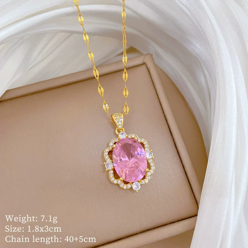 Wholesale Necklace Stainless Steel Geometric Pattern Microinlaid Light Luxury Elegant Unisex Collarbone Chain - Image 6