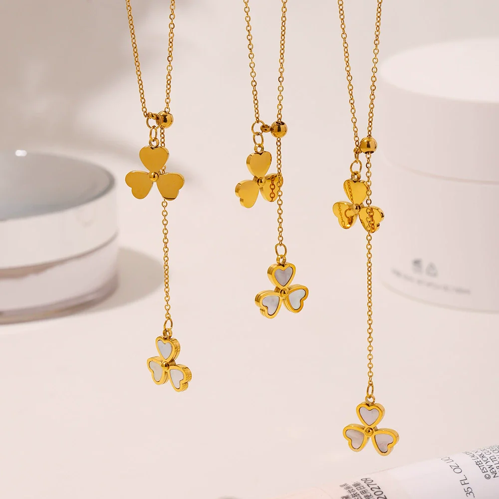 Wholesale Necklace Stainless Steel Natural Fritillary Heart Shaped Geometric Electroplating For Women - Image 2