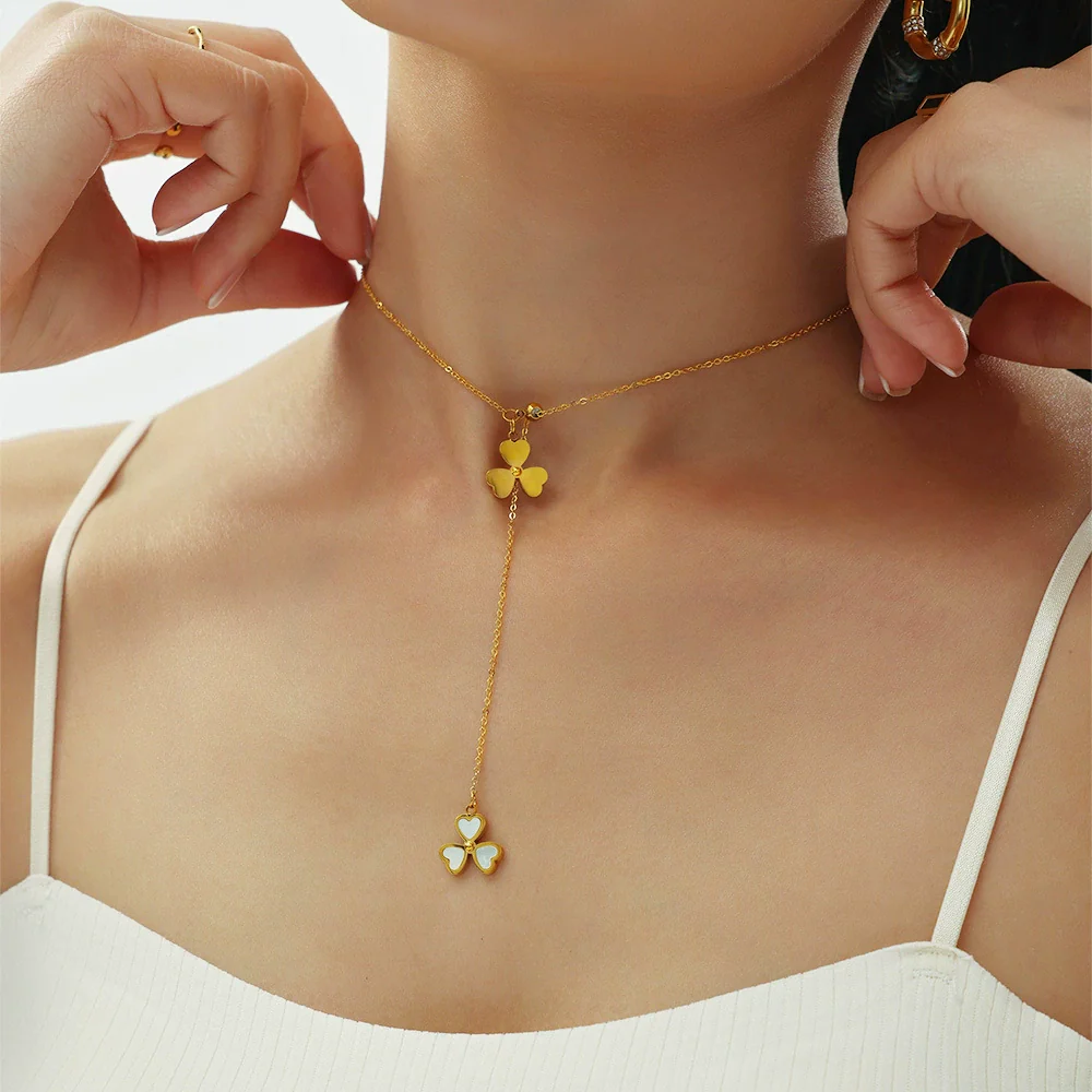 Wholesale Necklace Stainless Steel Natural Fritillary Heart Shaped Geometric Electroplating For Women - Image 3
