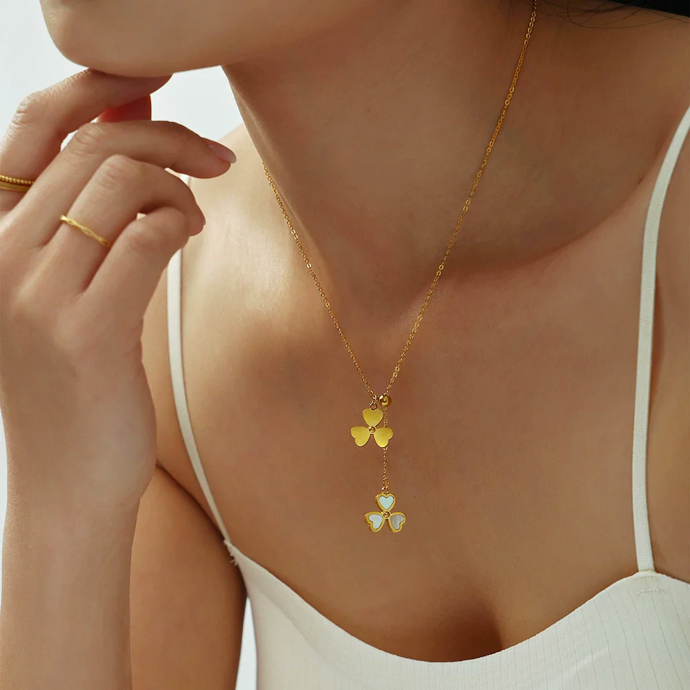 Wholesale Necklace Stainless Steel Natural Fritillary Heart Shaped Geometric Electroplating For Women - Image 4