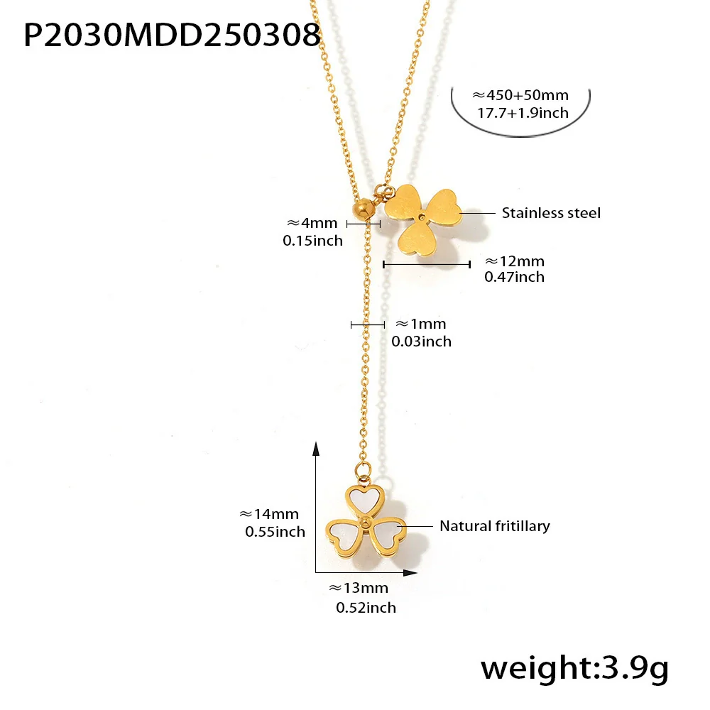 Wholesale Necklace Stainless Steel Natural Fritillary Heart Shaped Geometric Electroplating For Women - Image 6