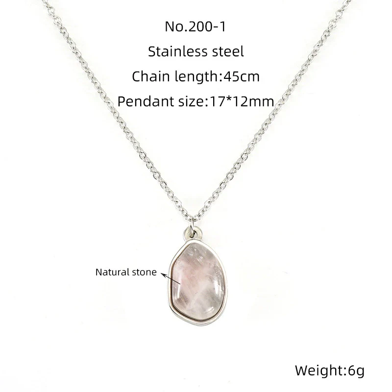 Wholesale Necklace 316L Stainless Steel Natural Stone Irregular Geometric Electroplating For Women - Image 11