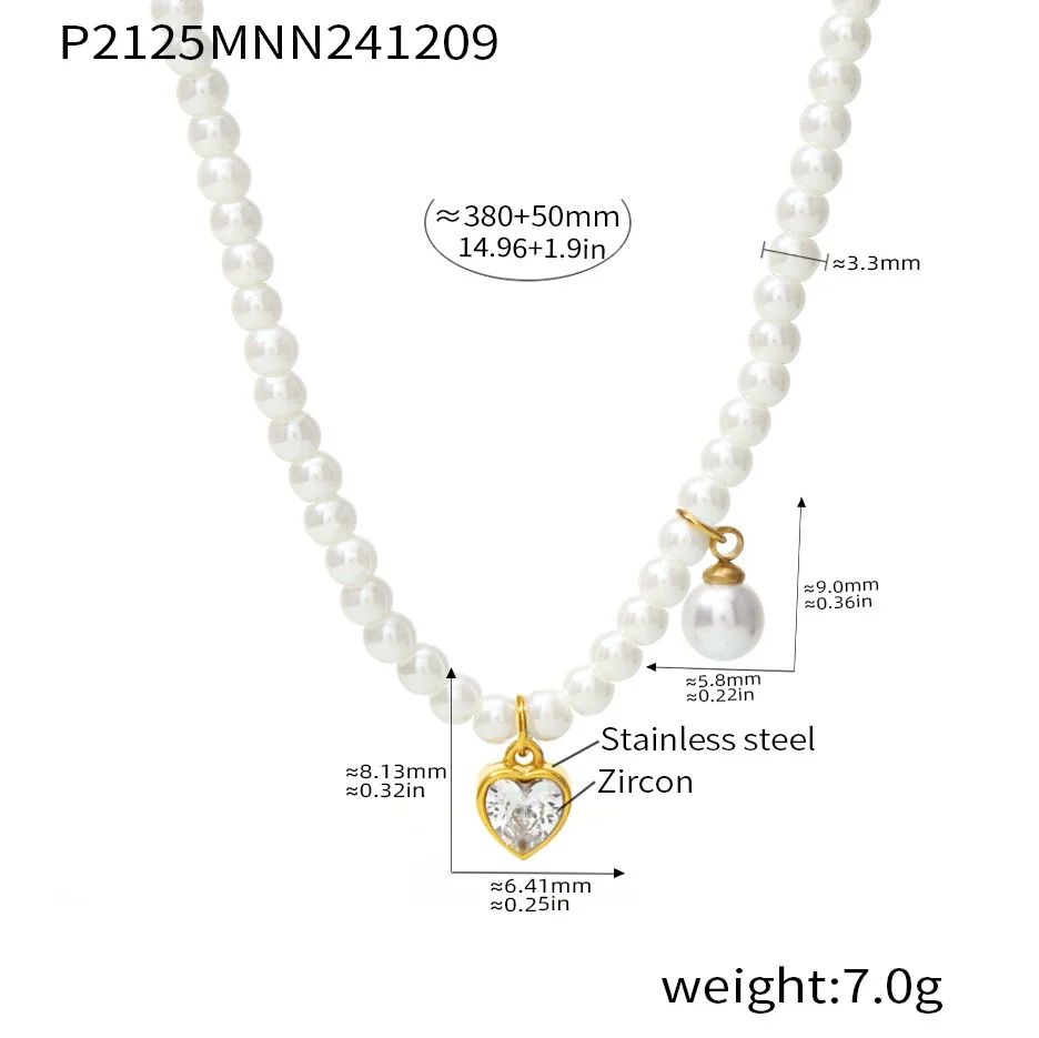 Wholesale Necklace Stainless Steel Zircon Light Luxury Geometric Heart Pendant For Women Electroplated - Image 7
