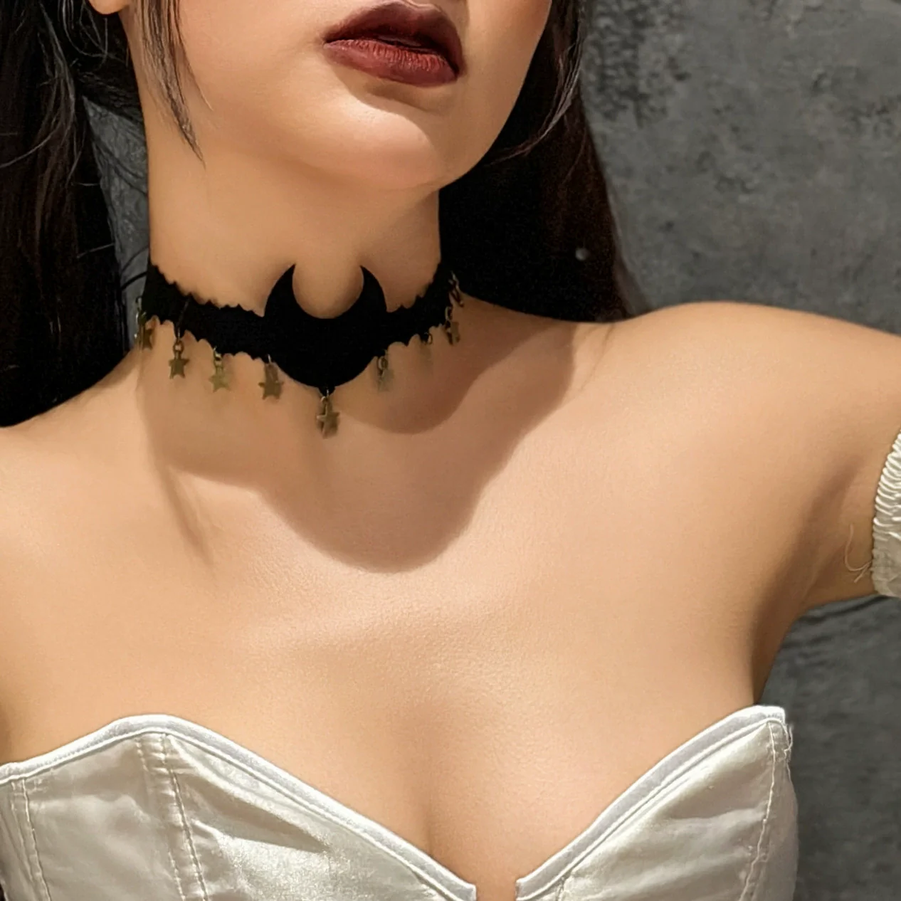 Wholesale Necklace Sword Shaped Curved Moon Flannel Collar Vintage Gothic Star Tassel Long Drawstring Alloy Geometric - Image 4