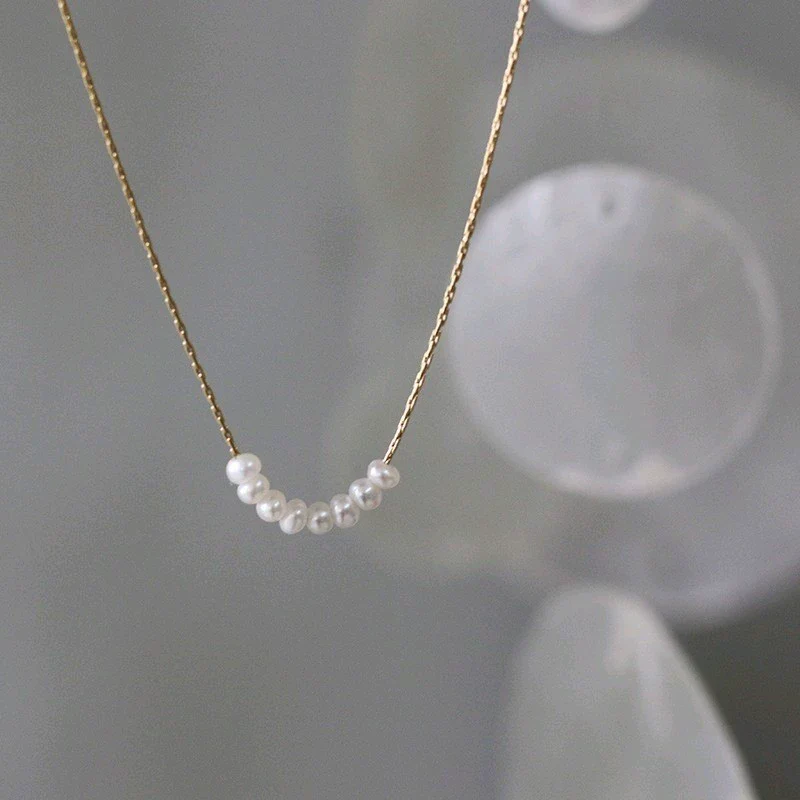 Wholesale Necklace Titanium Steel Colorunfading Plated Imitation Pearl Embossed Rose Geometric Water Wave Chain - Image 6