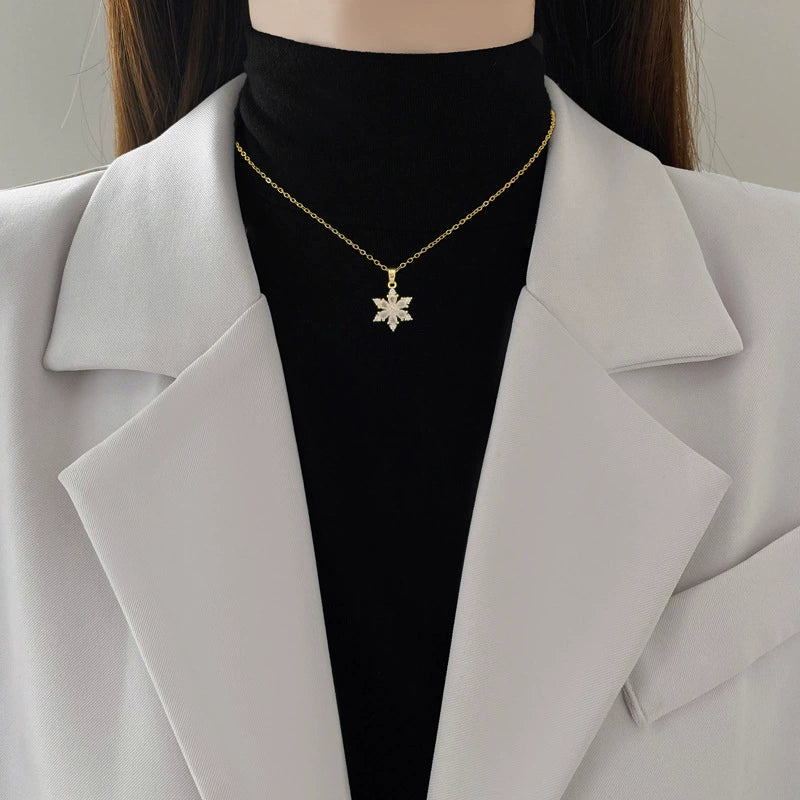 Wholesale Necklace Titanium Steel Copper Ice Flower Snowflake Full Diamond Geometric Cartoon Natural Style - Image 2