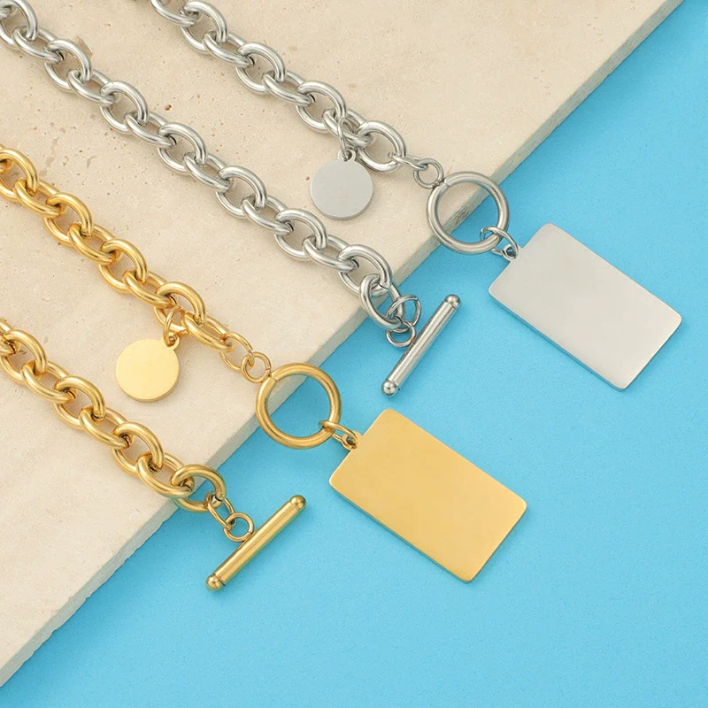 Wholesale Necklace Titanium Steel Geometric O Word Chain Electroplating Hiphop Style - Image 2