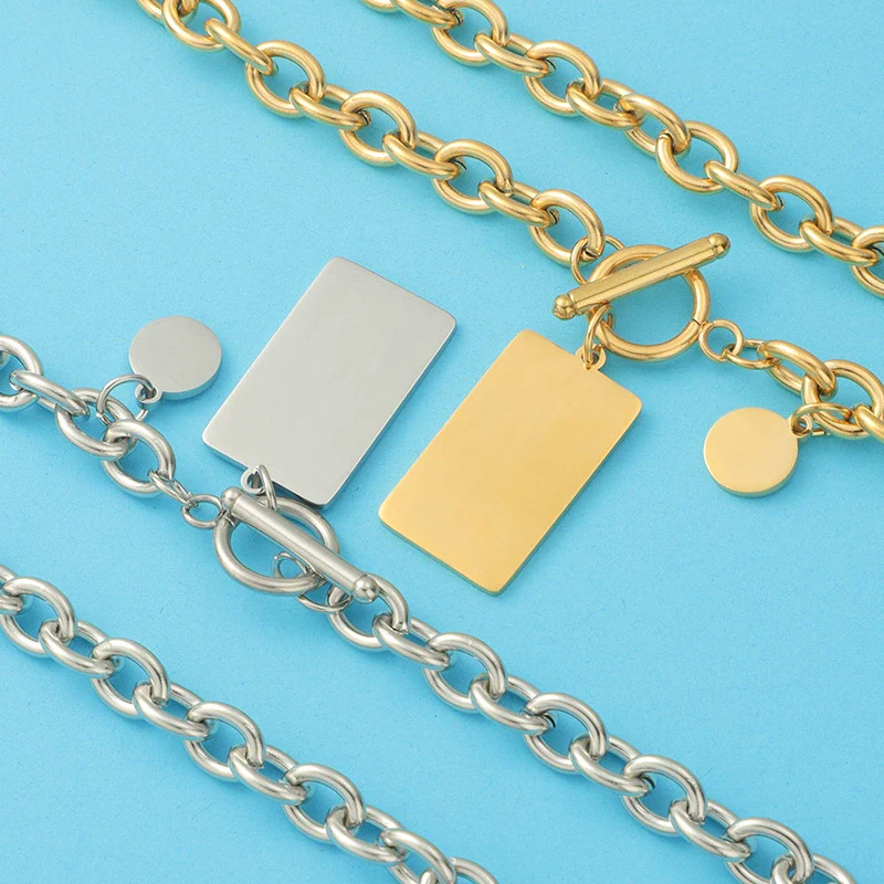 Wholesale Necklace Titanium Steel Geometric O Word Chain Electroplating Hiphop Style - Image 3