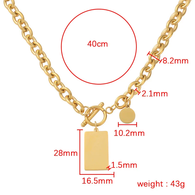 Wholesale Necklace Titanium Steel Geometric O Word Chain Electroplating Hiphop Style - Image 5